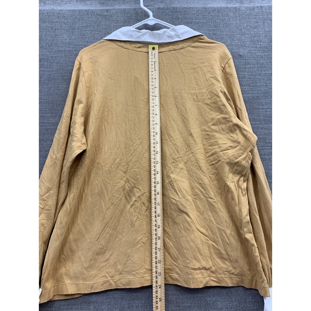 Denim + Co. Shirt Womens XL Mustard Yellow Stretch V Neck Layered Long Sleeve - Picture 9 of 9
